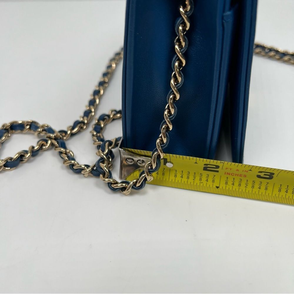 CHANEL Boy Chanel V-Stitched Lambskin Chain Wallet in Blue - Picture 12 of 12